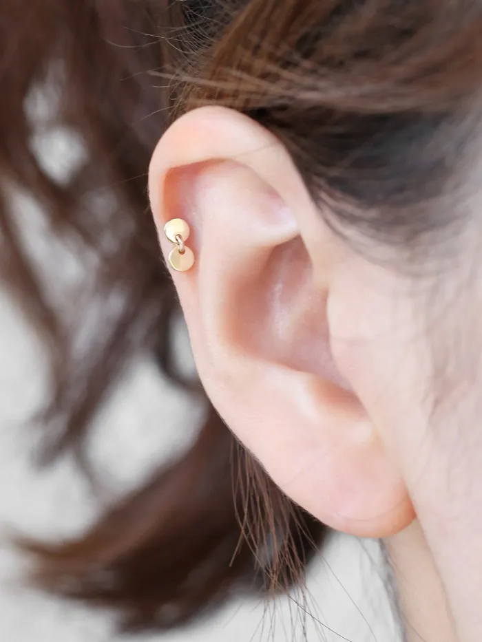 Earrings MinimalBijoux 14K Gold Twin Dangle Cartilage Earring 18G16G