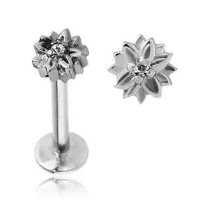 Earrings Tulsa Body Jewelry 16g CZ Flower Stainless Labret