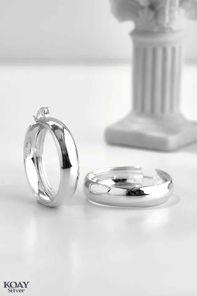 KOAY Silver Store Earrings Plain Hoop Earring