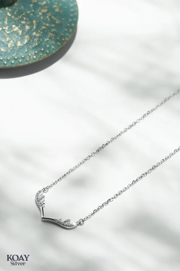 KOAY Silver Store Zircon Deer Necklace Necklaces