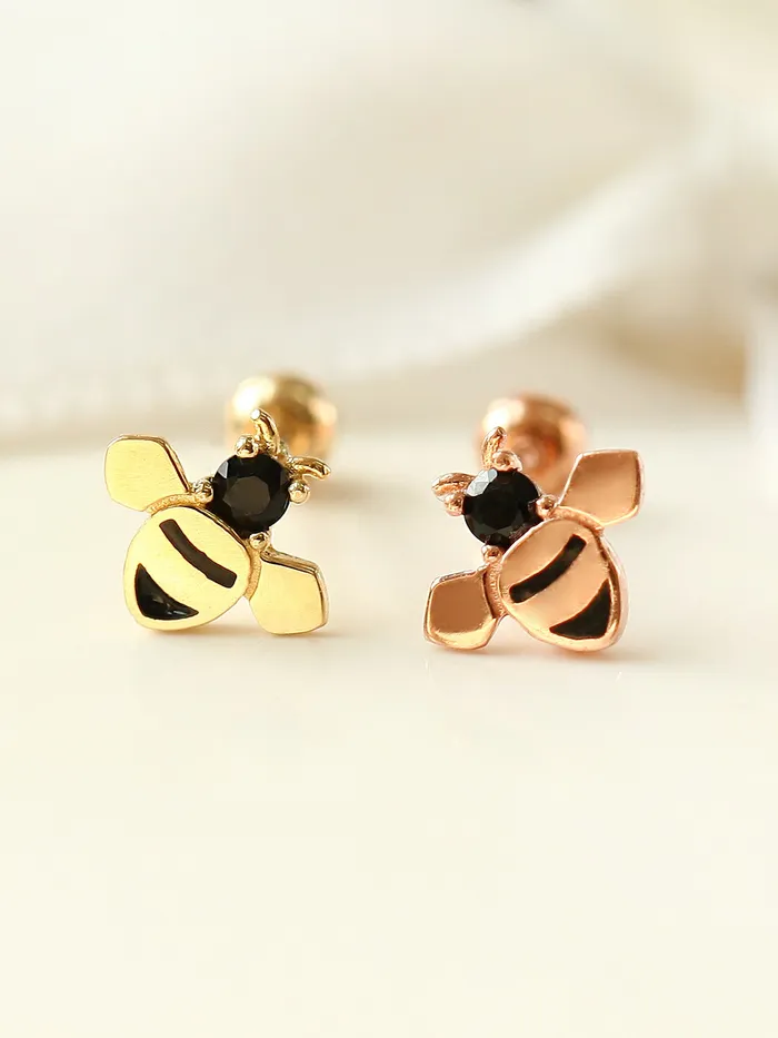 MinimalBijoux Earrings 14K Gold Bee Cartilage Earring 20g