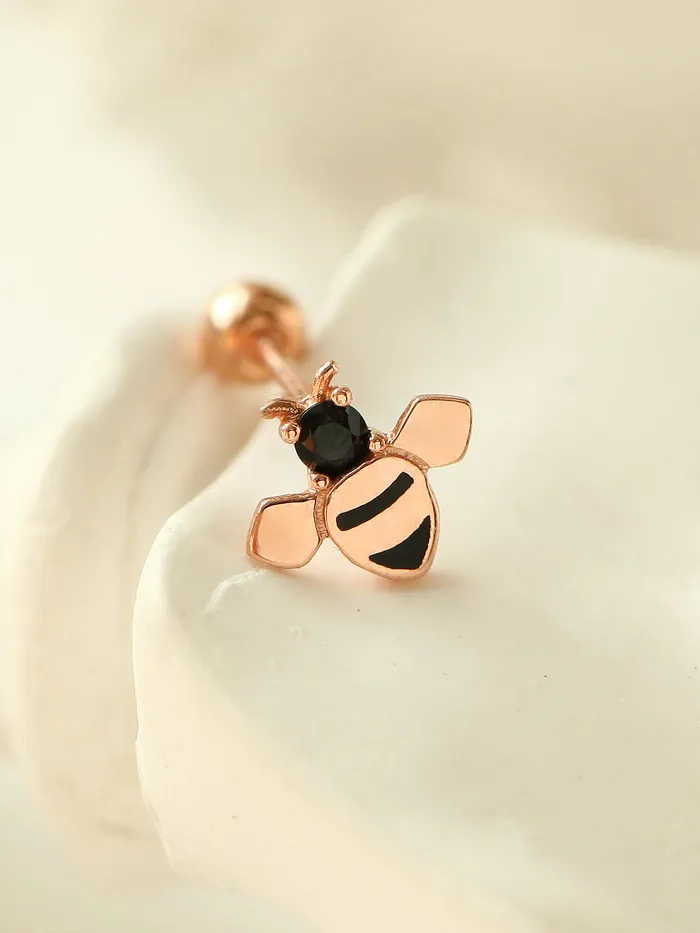 MinimalBijoux Earrings 14K Gold Bee Cartilage Earring 20g
