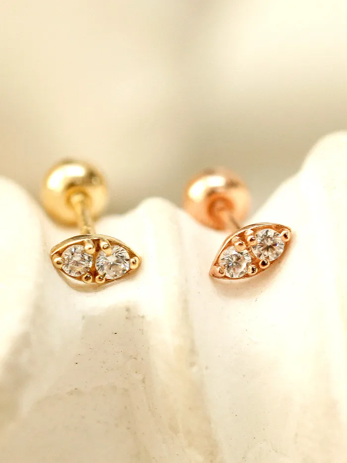 MinimalBijoux Earrings 14K Gold Mini Double Cubic Cartilage Earring 20G18G16G MinimalBijoux Earrings 14K Gold Mini Double Cubic Cartilage Earring 20G18G16G