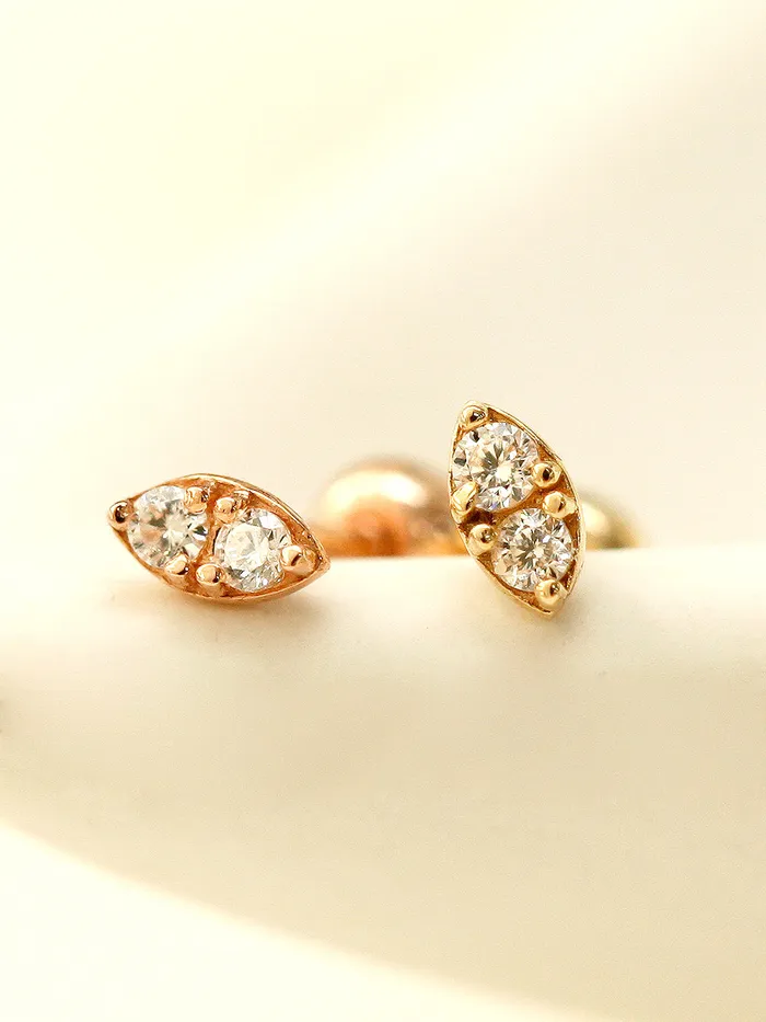 MinimalBijoux Earrings 14K Gold Mini Double Cubic Cartilage Earring 20G18G16G