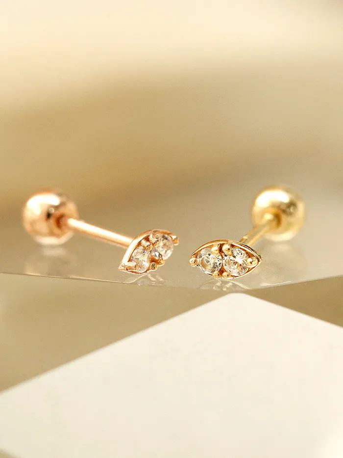 MinimalBijoux Earrings 14K Gold Mini Double Cubic Cartilage Earring 20G18G16G