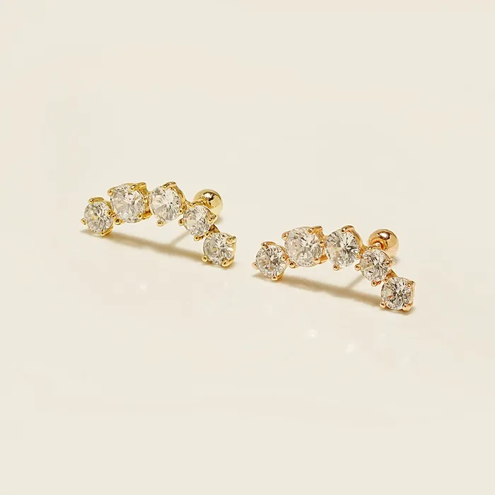 MinimalBijoux Earrings 14K Gold Space Cubic Curve Cartilage Earring 20G18G16G