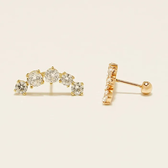 MinimalBijoux Earrings 14K Gold Space Cubic Curve Cartilage Earring 20G18G16G