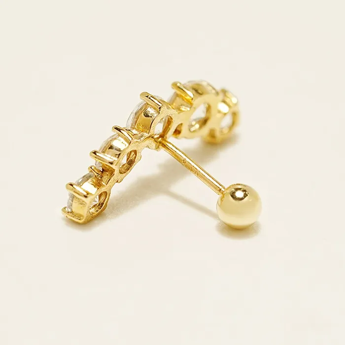 MinimalBijoux Earrings 14K Gold Space Cubic Curve Cartilage Earring 20G18G16G