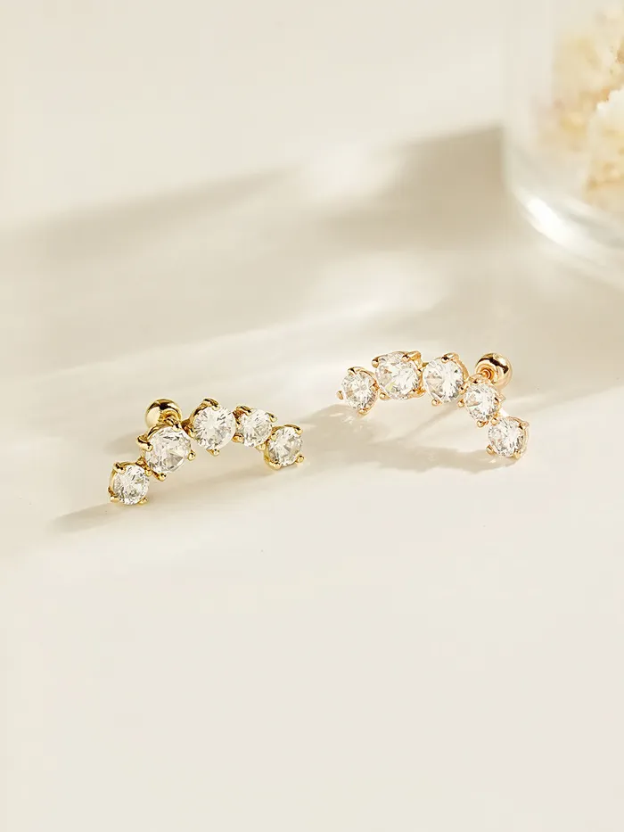 MinimalBijoux Earrings 14K Gold Space Cubic Curve Cartilage Earring 20G18G16G