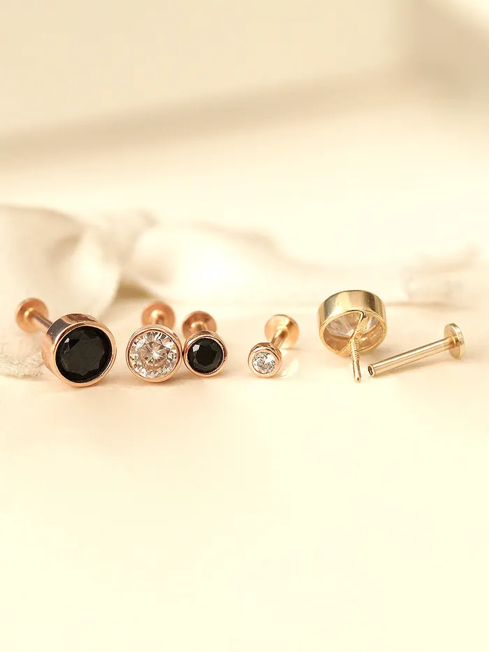 MinimalBijoux PreStyled Sets 14K Gold Internal Minimal Cubic Labret Piercing 18G16G MinimalBijoux PreStyled Sets 14K Gold Internal Minimal Cubic Labret Piercing 18G16G