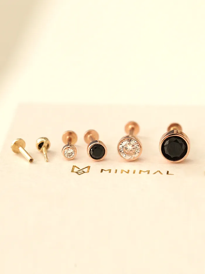 MinimalBijoux PreStyled Sets 14K Gold Internal Minimal Cubic Labret Piercing 18G16G