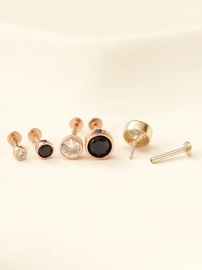 MinimalBijoux PreStyled Sets 14K Gold Internal Minimal Cubic Labret Piercing 18G16G