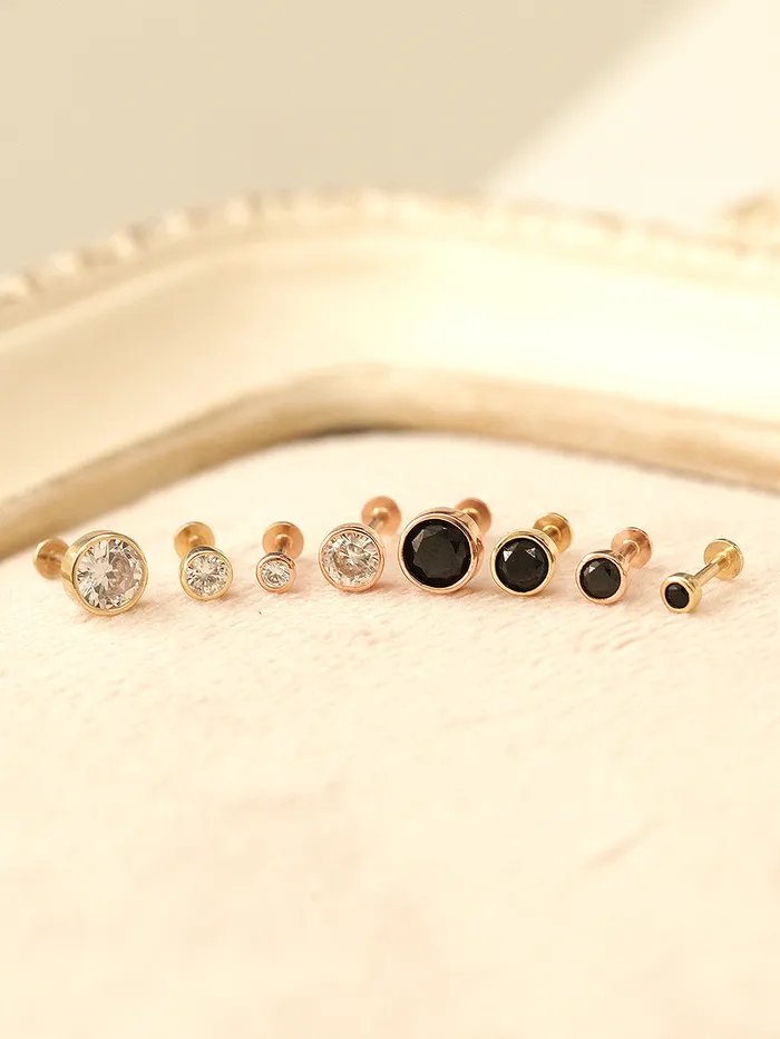 MinimalBijoux PreStyled Sets 14K Gold Internal Minimal Cubic Labret Piercing 18G16G