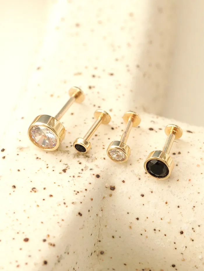 MinimalBijoux PreStyled Sets 14K Gold Internal Minimal Cubic Labret Piercing 18G16G