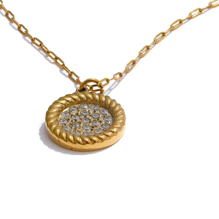 Necklaces Mabel Love Co Encrusted Medallion Necklace