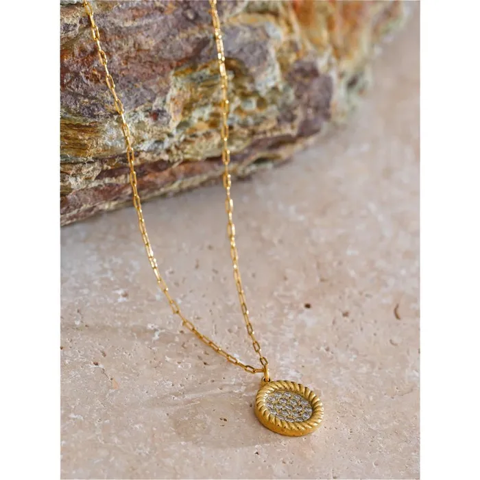 Necklaces Mabel Love Co Encrusted Medallion Necklace