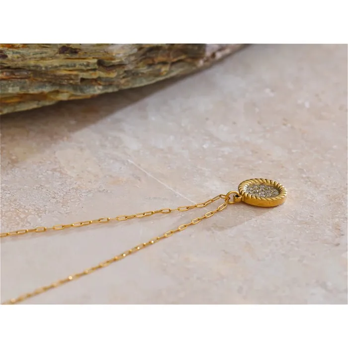 Necklaces Mabel Love Co Encrusted Medallion Necklace
