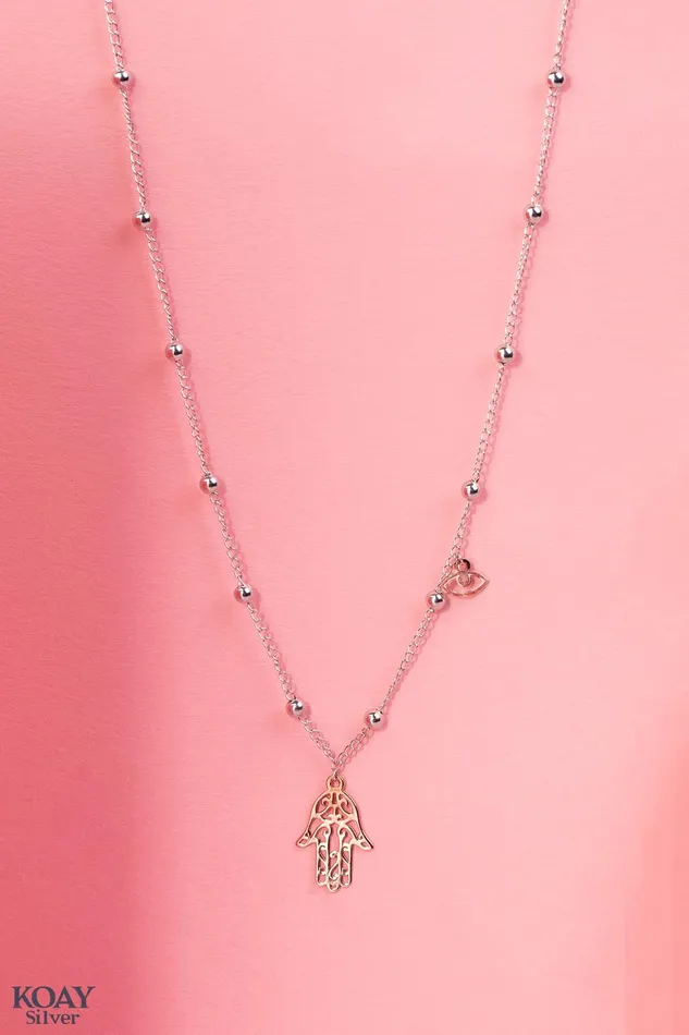 Necklaces Rose Hand Necklace KOAY Silver Store