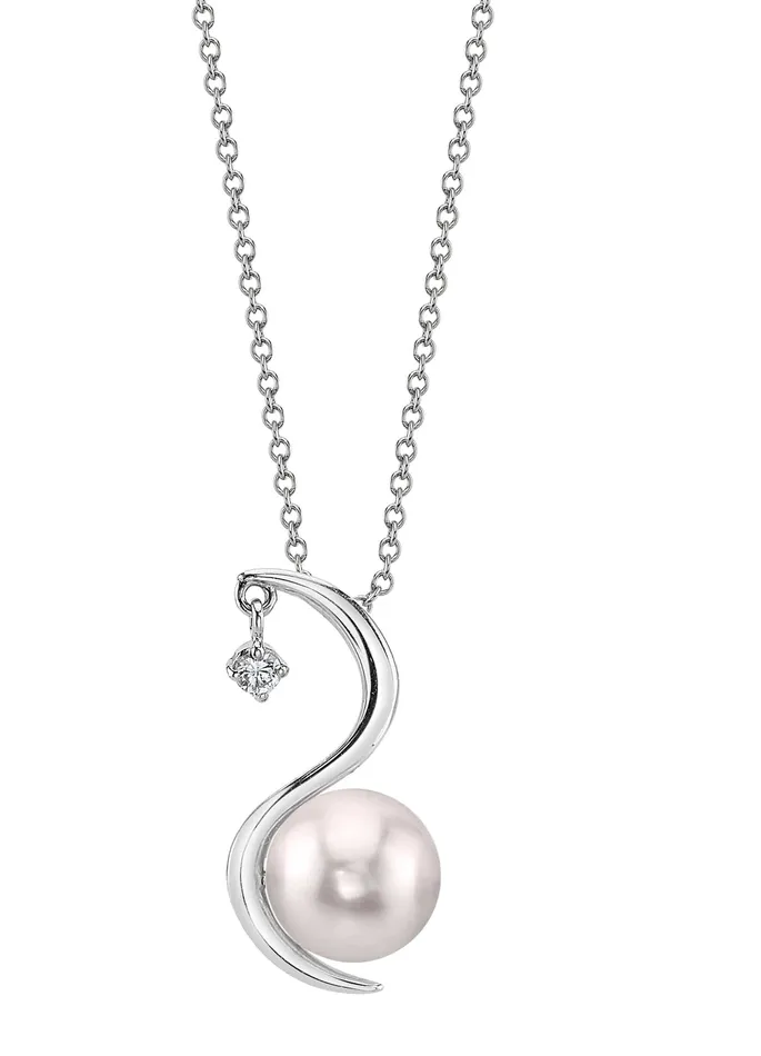 Necklaces SPT Japanese Akoya Pearl Diamond Ellis Pendant