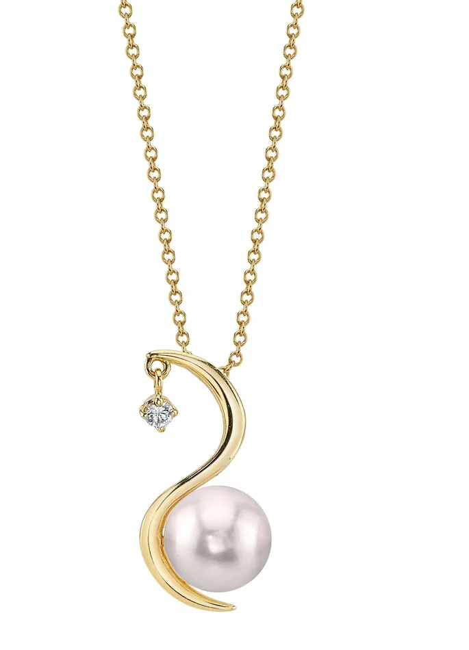 Necklaces SPT Japanese Akoya Pearl Diamond Ellis Pendant
