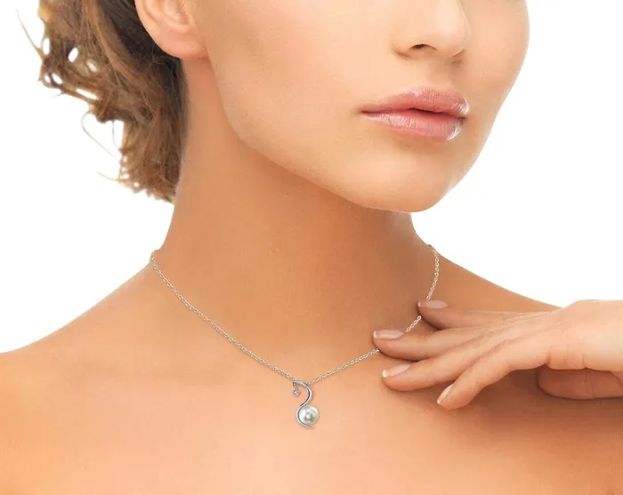 Necklaces SPT Japanese Akoya Pearl Diamond Ellis Pendant