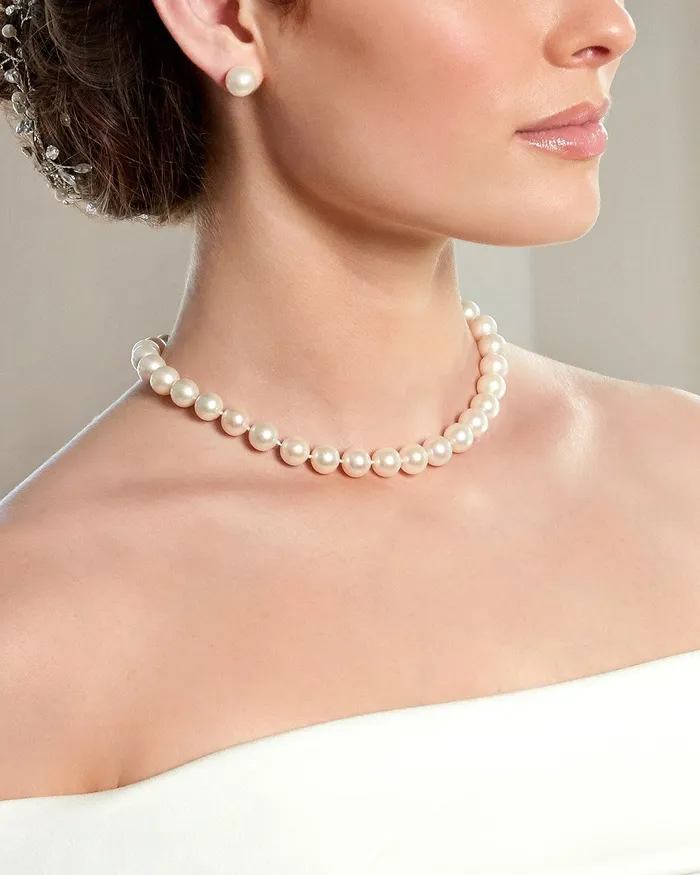 Necklaces White Japanese Akoya Pearl Necklace 100105mm AAA Quality SPT