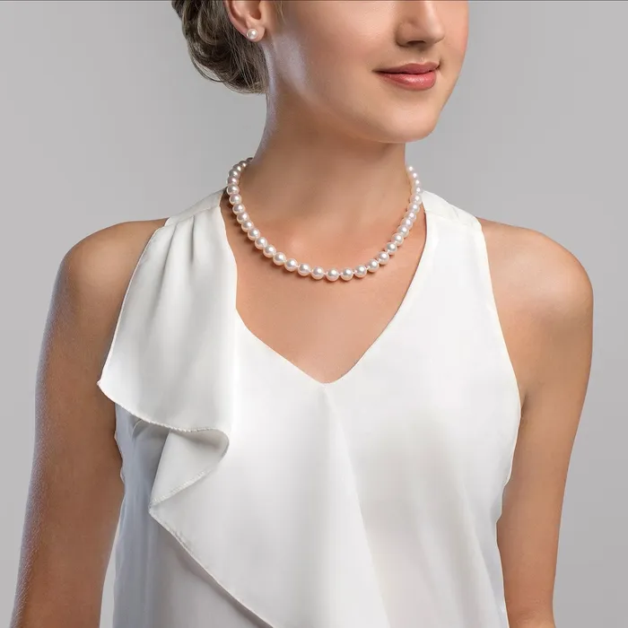 Necklaces White Japanese Akoya Pearl Necklace 100105mm AAA Quality SPT