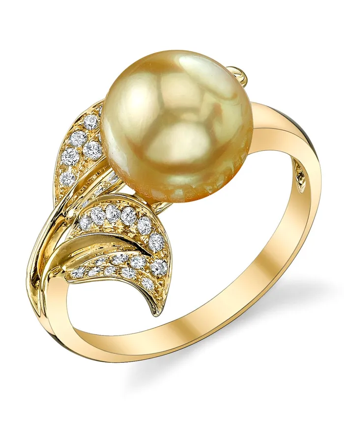 Rings SPT Golden South Sea Pearl Diamond Hazakura Ring