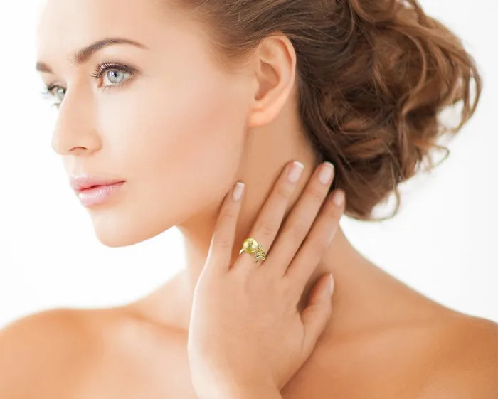 Rings SPT Golden South Sea Pearl Diamond Hazakura Ring