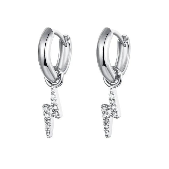 Silver Lightning Hoop Earrings Mabel Love Co Earrings