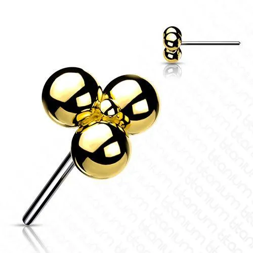 Tulsa Body Jewelry Ball Trio Gold Titanium Threadless End PreStyled Sets