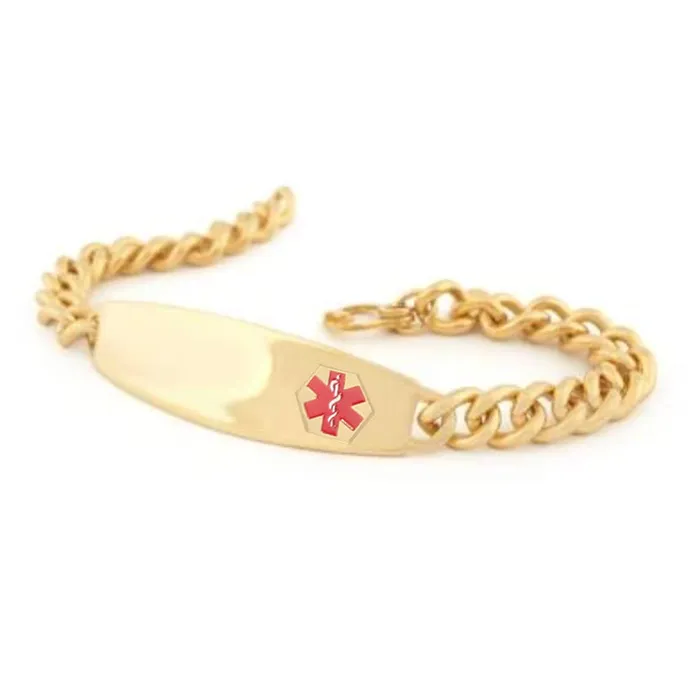 Bracelets Medilog ID Stainless Steel Bracelet and Plaque w Raised Attached Medilog Charm Speidel