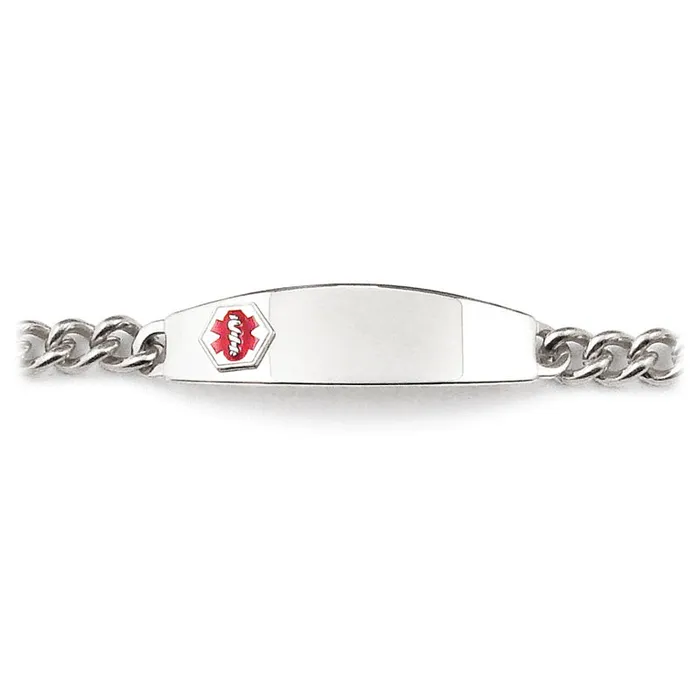 Bracelets Medilog ID Stainless Steel Bracelet and Plaque w Raised Attached Medilog Charm Speidel