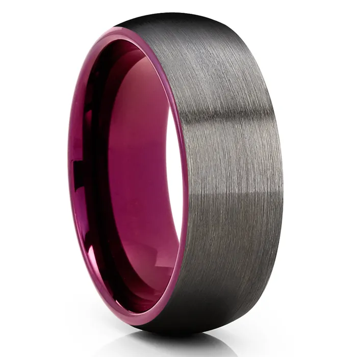 Clean Casting Jewelry Rings Gunmetal Wedding Ring Purple Tungsten Ring Wedding Ring Wedding Band Ring