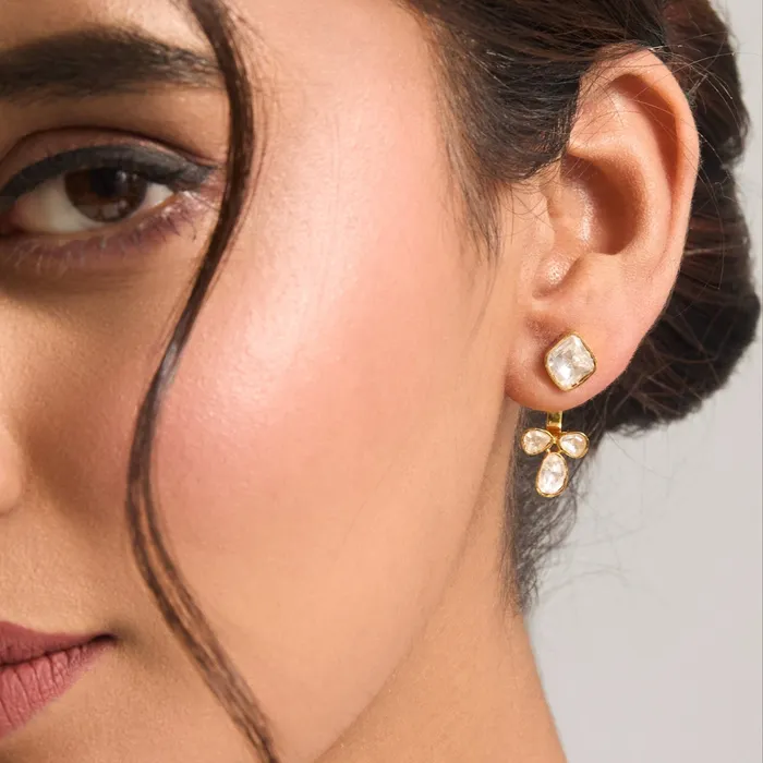 Earrings SILVER Moonbeam Moissanite Silver Jacket Earrings
