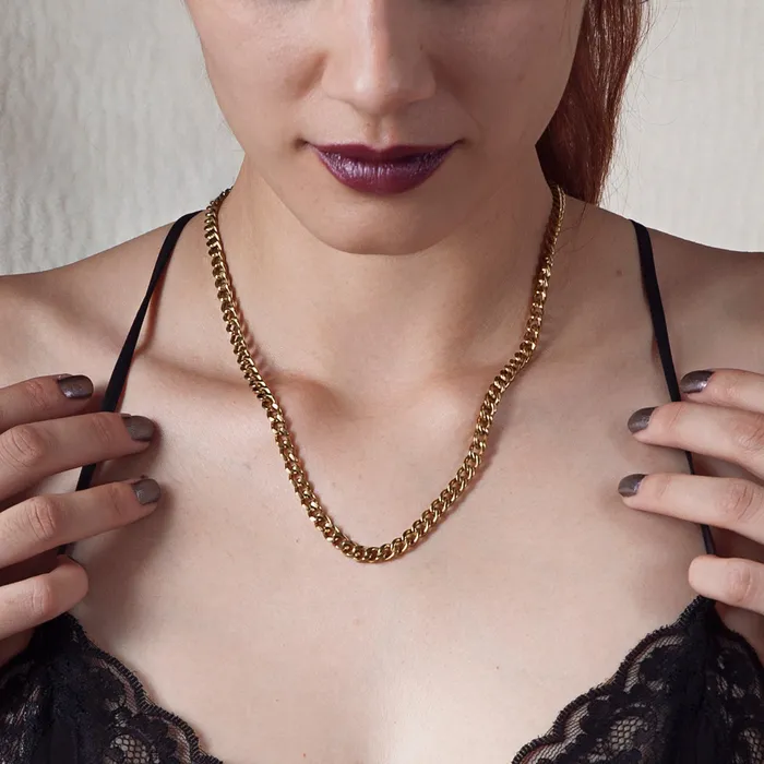 Eternity Collars Necklaces Chain Necklace with Locking Clasp Titanium