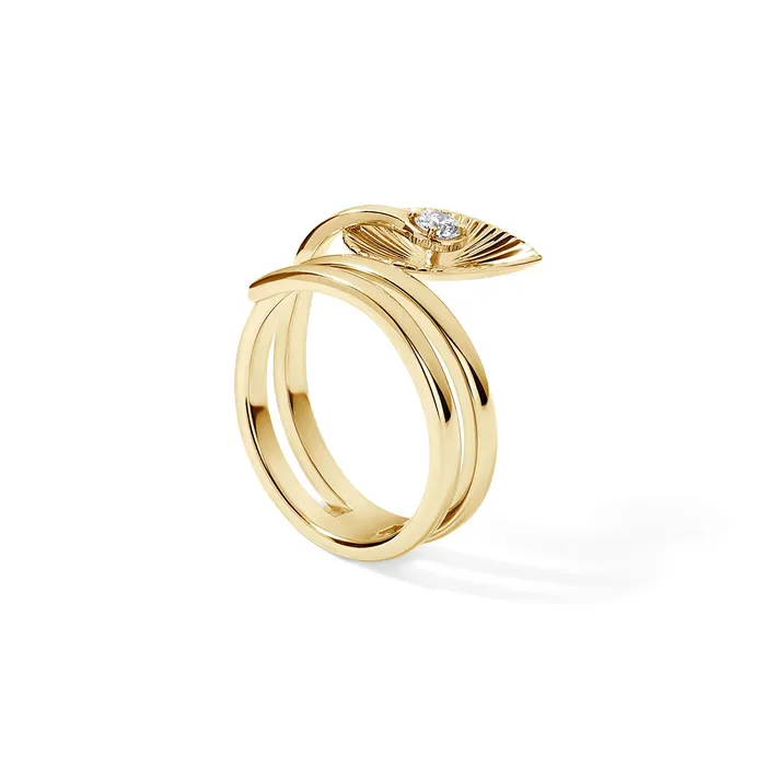 Gold and Diamond Fluted Pear Wrap Ring SG Fine Rings