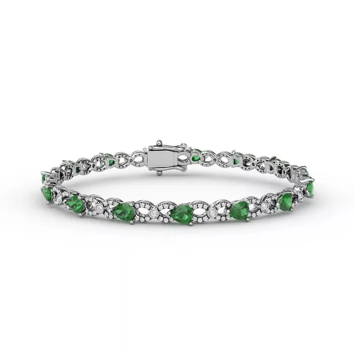 International Diamond Center Bracelets Fana Emerald and Diamond Pear Shape Bracelet International Diamond Center Bracelets Fana Emerald and Diamond Pear Shape Bracelet