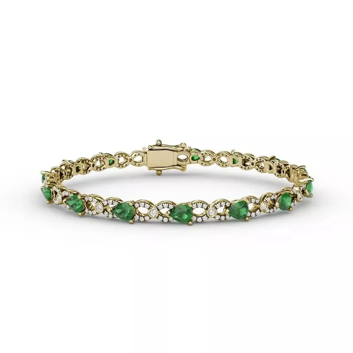 International Diamond Center Bracelets Fana Emerald and Diamond Pear Shape Bracelet