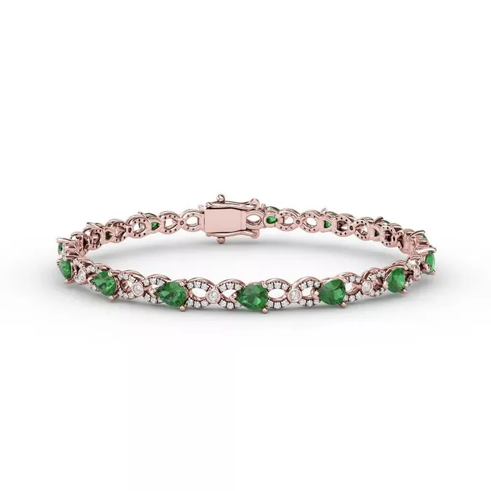 International Diamond Center Bracelets Fana Emerald and Diamond Pear Shape Bracelet