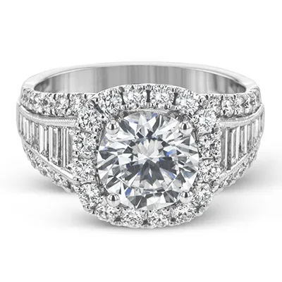 International Diamond Center Rings Simon G Round Cut Cushion Halo Engagement Ring Setting 166CTW