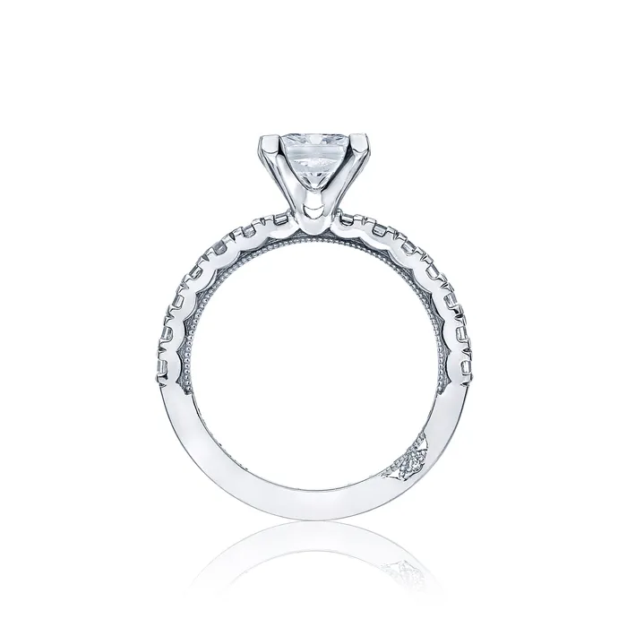 International Diamond Center Rings Tacori 18k White Gold Clean Crescent Princess Diamond Engagement Ring Setting 089 CTW International Diamond Center Rings Tacori 18k White Gold Clean Crescent Princess Diamond Engagement Ring Setting 089 CTW