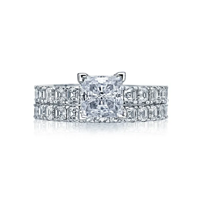 International Diamond Center Rings Tacori 18k White Gold Clean Crescent Princess Diamond Engagement Ring Setting 089 CTW International Diamond Center Rings Tacori 18k White Gold Clean Crescent Princess Diamond Engagement Ring Setting 089 CTW