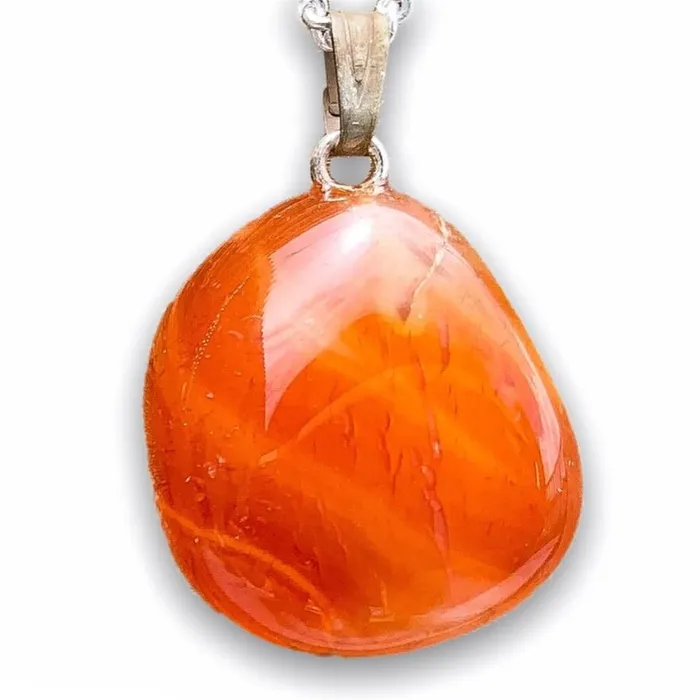 Magic Crystals Necklaces Tumbled Stone Carnelian Pendant Necklace