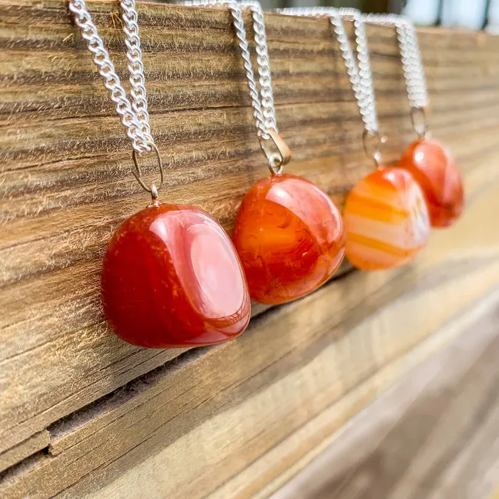 Magic Crystals Necklaces Tumbled Stone Carnelian Pendant Necklace