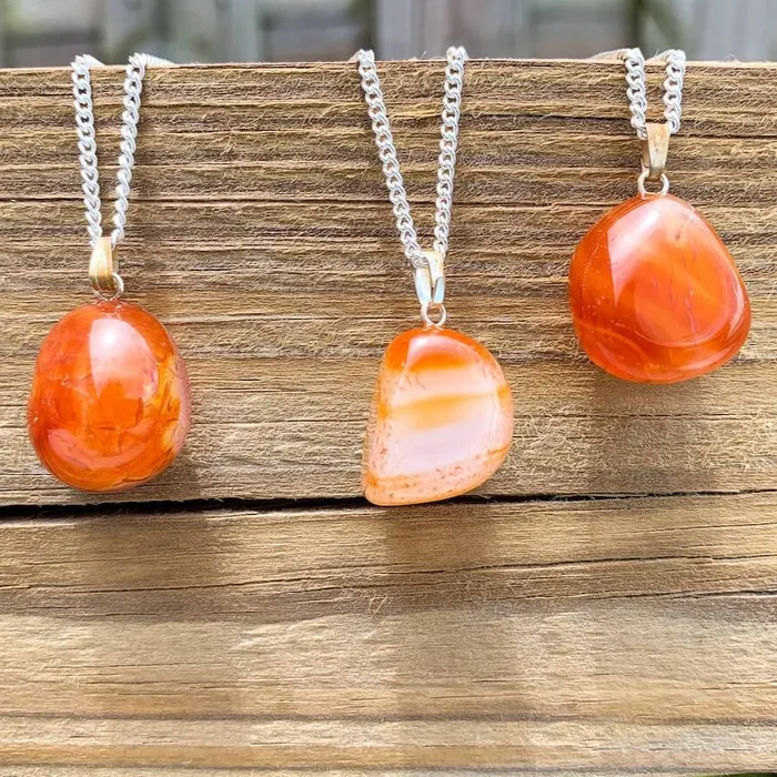 Magic Crystals Necklaces Tumbled Stone Carnelian Pendant Necklace