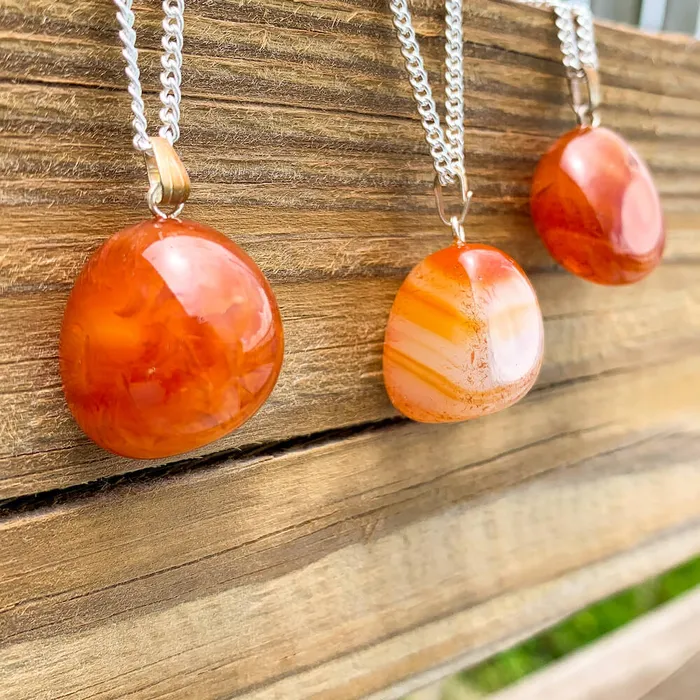 Magic Crystals Necklaces Tumbled Stone Carnelian Pendant Necklace