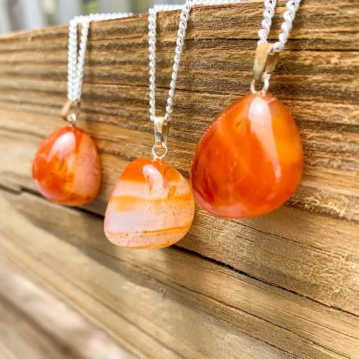 Magic Crystals Necklaces Tumbled Stone Carnelian Pendant Necklace
