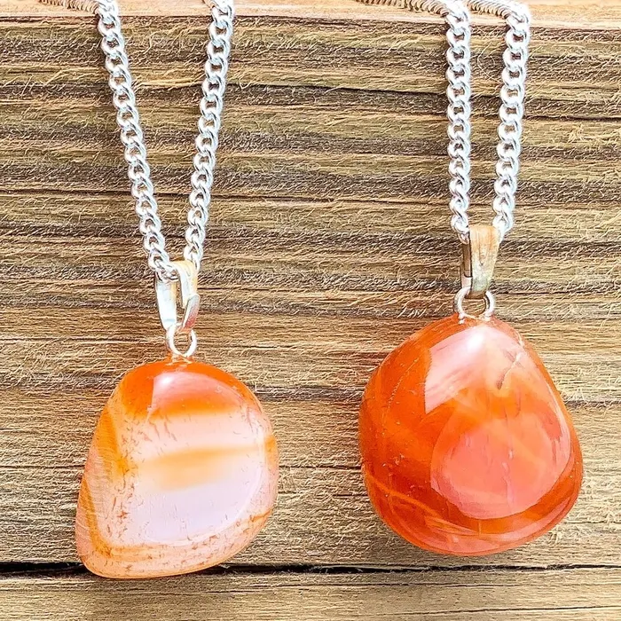 Magic Crystals Necklaces Tumbled Stone Carnelian Pendant Necklace