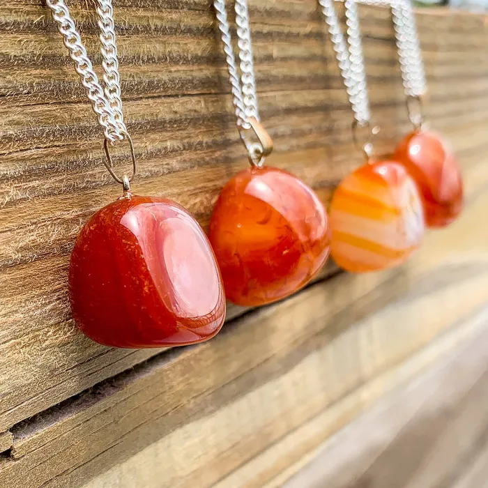Magic Crystals Necklaces Tumbled Stone Carnelian Pendant Necklace